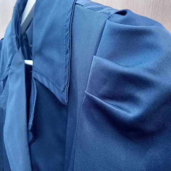 Vintage 1990's/00's Navy Blue Cinched Waist Rain Jacket Size Small - Picture 7 of 11